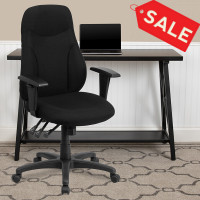 Flash Furniture BT-90297H-A-GG High Back Black Fabric Multi-Functional Ergonomic Chair with Height Adjustable Arms